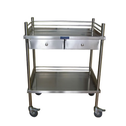 Model HZ-T18 Stainless Steel Treatment Trolley (Single/Double Drawer)